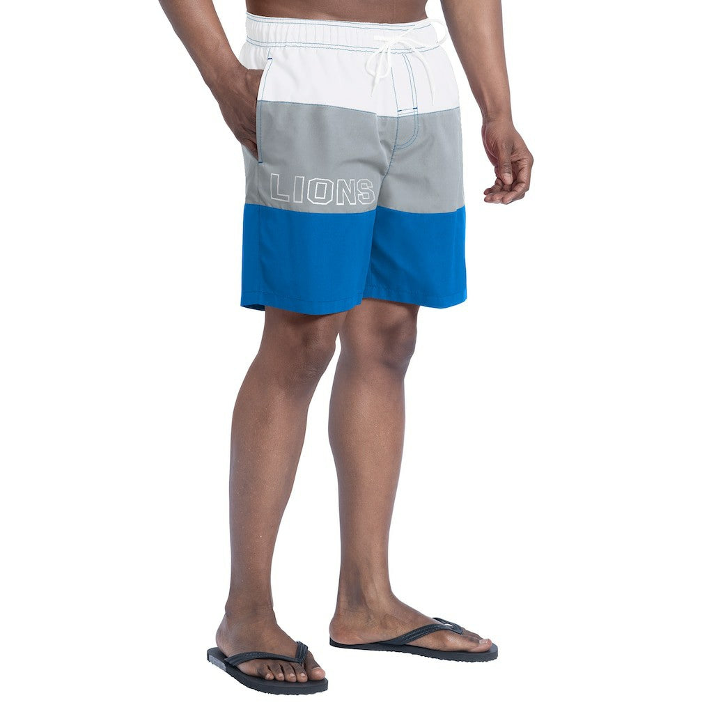 Detroit Lions G-III Sports by Carl Banks Sunrise Volley Swim Shorts Blue/Silver