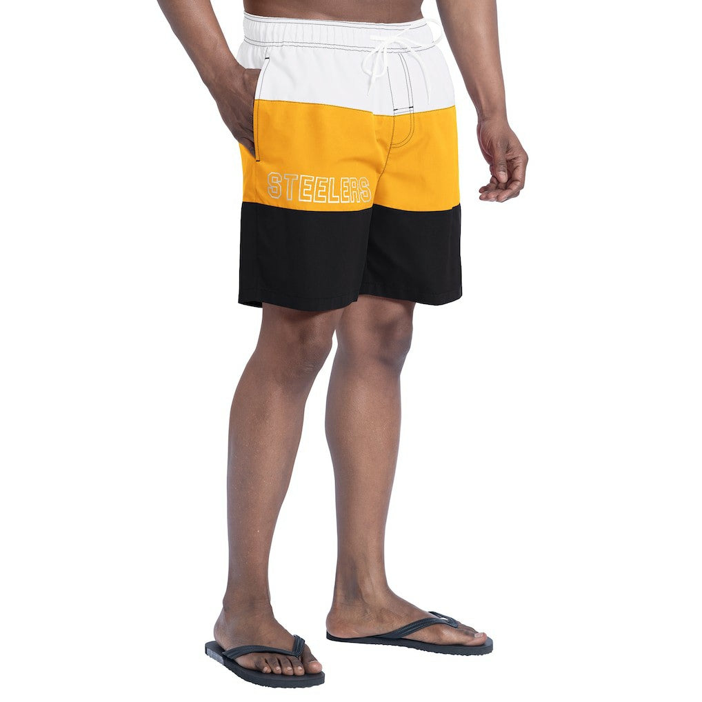 Pittsburgh Steelers G-III Sports by Carl Banks Sunrise Volley Swim Shorts Black/Gold