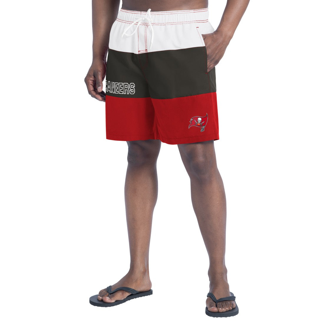 Tampa Bay Buccaneers G-III Sports by Carl Banks Sunrise Volley Swim Shorts Red/Pewter
