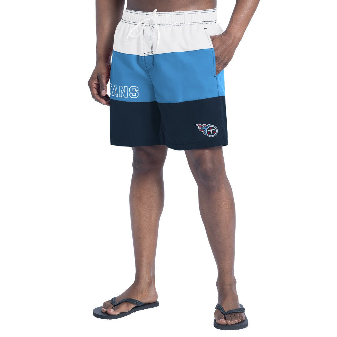 Tennessee Titans G-III Sports by Carl Banks Sunrise Volley Swim Shorts Navy/Light Blue
