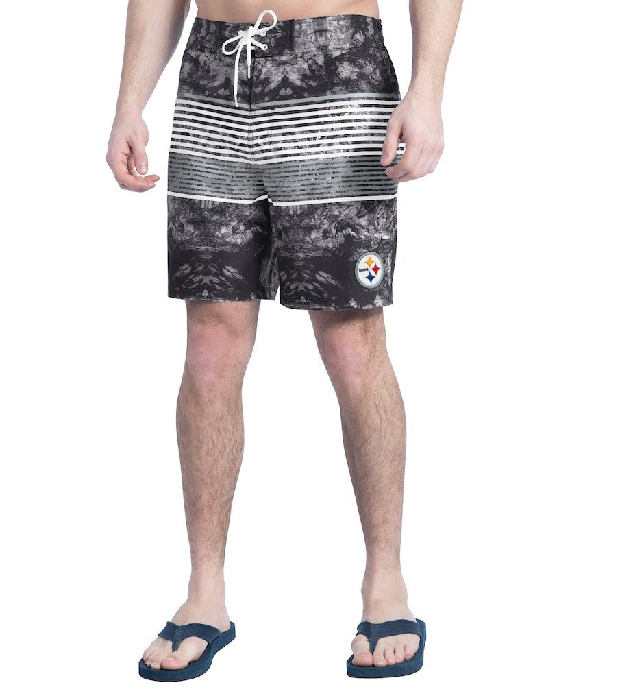 Pittsburgh Steelers G-III Sports by Carl Banks Horizon Volley Swim Shorts Black/Gray