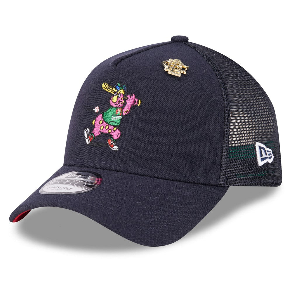 Cleveland Guardians New Era 2025 Big League Chew A-Frame 9FORTY Adjustable Trucker Hat - Navy - New Era Lifestyle