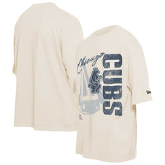 Chicago Cubs New Era Cooperstown Collection Oversized Throwback Distressed T-Shirt - Cream - New Era Lifestyle