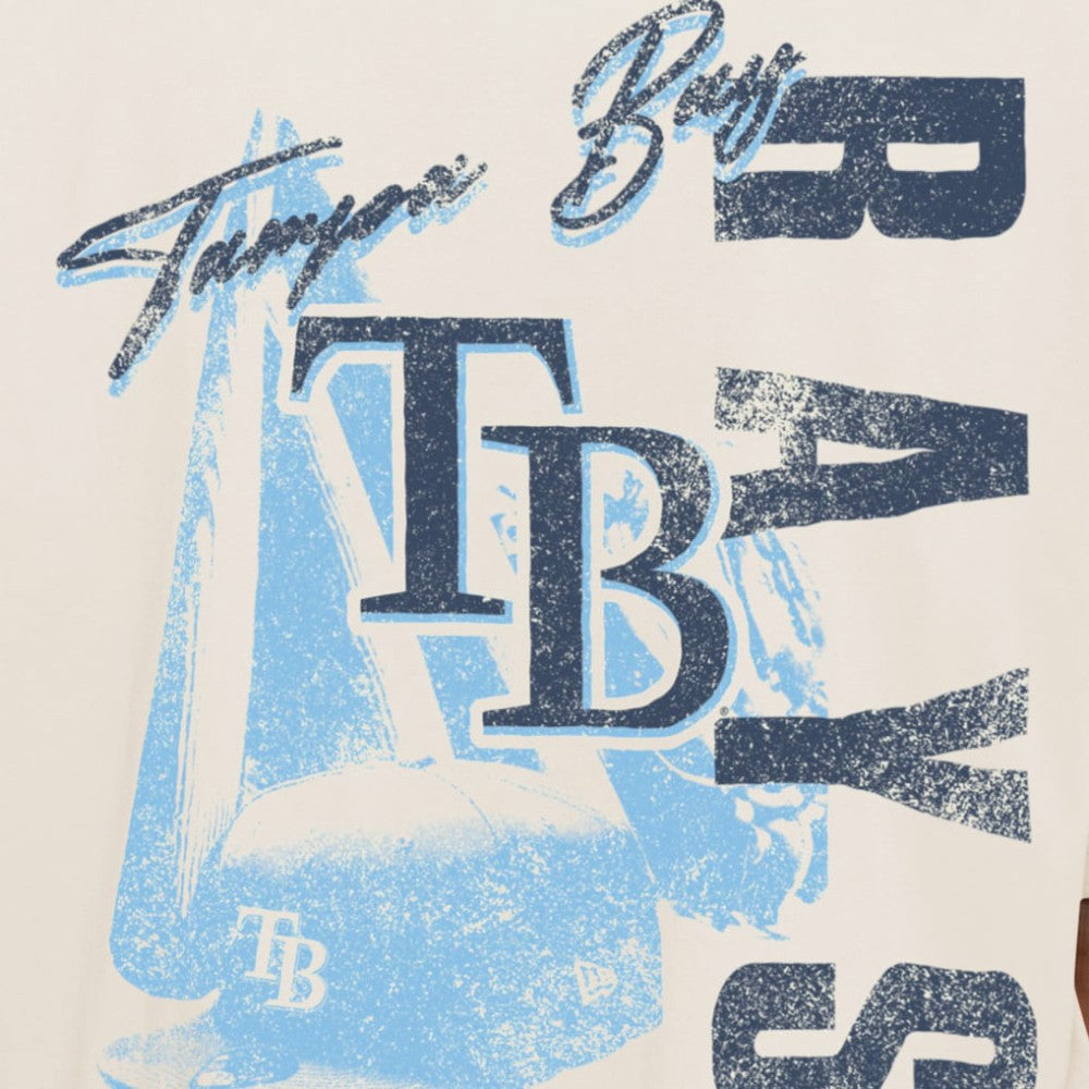 Tampa Bay Rays New Era Cooperstown Collection Oversized Throwback Distressed T-Shirt - Cream - New Era Discount