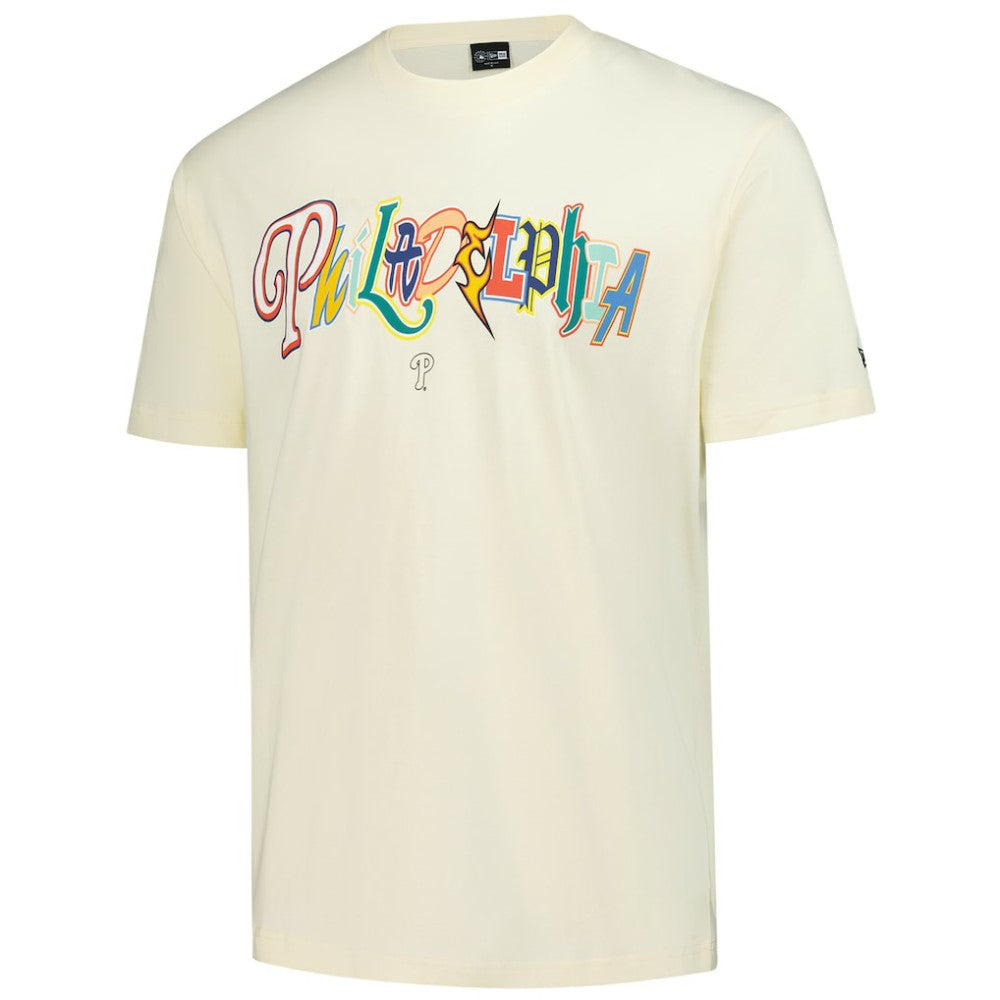 Philadelphia Phillies New Era Ransom Note Oversized T-Shirt - Cream - New Era Lifestyle