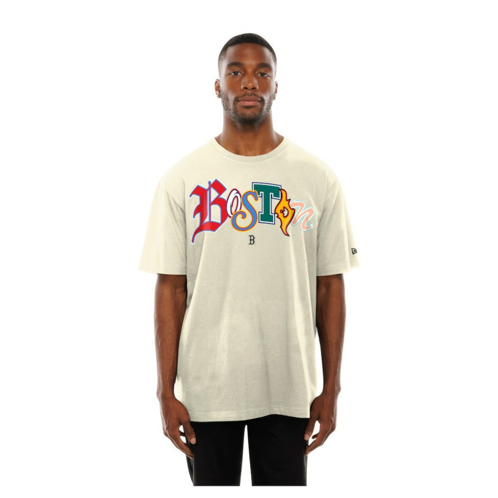 Boston Red Sox New Era Ransom Note Oversized T-Shirt - Cream - New Era Lifestyle