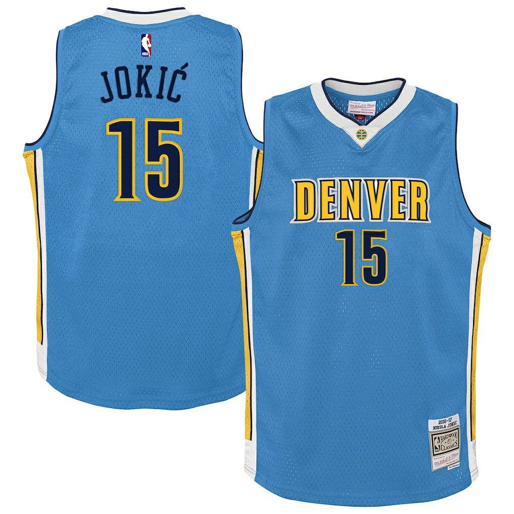 Nikola Jokic Denver Nuggets Youth 2016/17 Hardwood Classics Swingman Jersey for sale Light Blue | Mitchell & Ness online