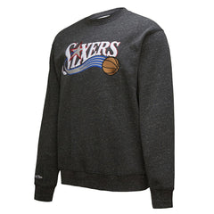 Philadelphia 76ers Hardwood Classics Blackout Collection Snow Washed Pullover Sweatshirt Black