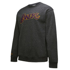 Los Angeles Lakers Black Out Collection Snow Washed Vintage Logo Pullover Sweatshirt Black | Mitchell & Ness online
