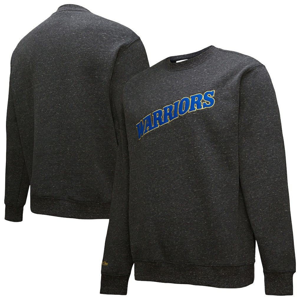 Golden State Warriors Black Out Collection Snow Washed Vintage Logo Pullover Sweatshirt for sale Black | Mitchell & Ness discount