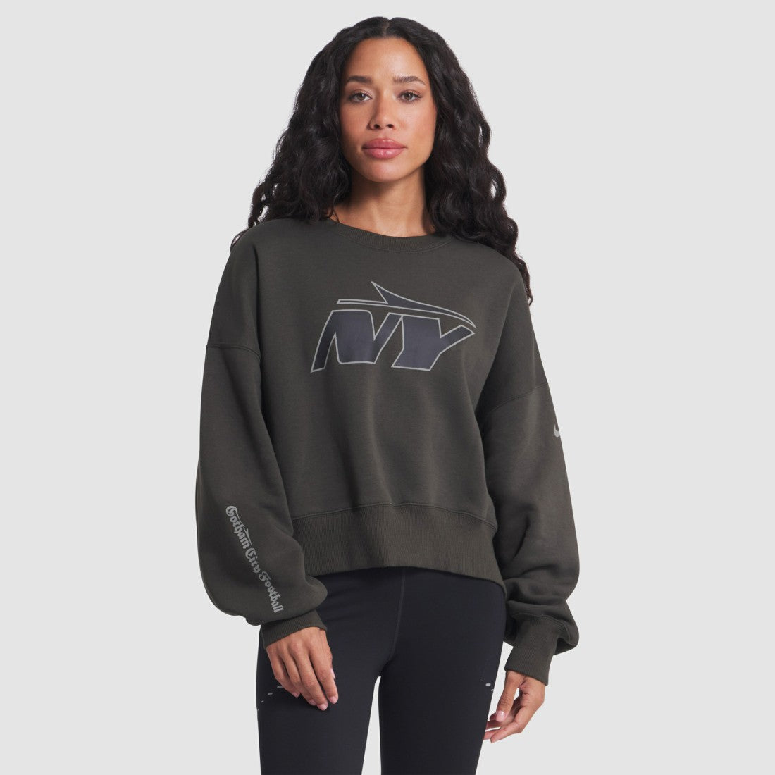 Nike New York Jets Women's 2025 Rivalries Collection Oversized Phoenix Fleece Sweatshirt Gotham Green