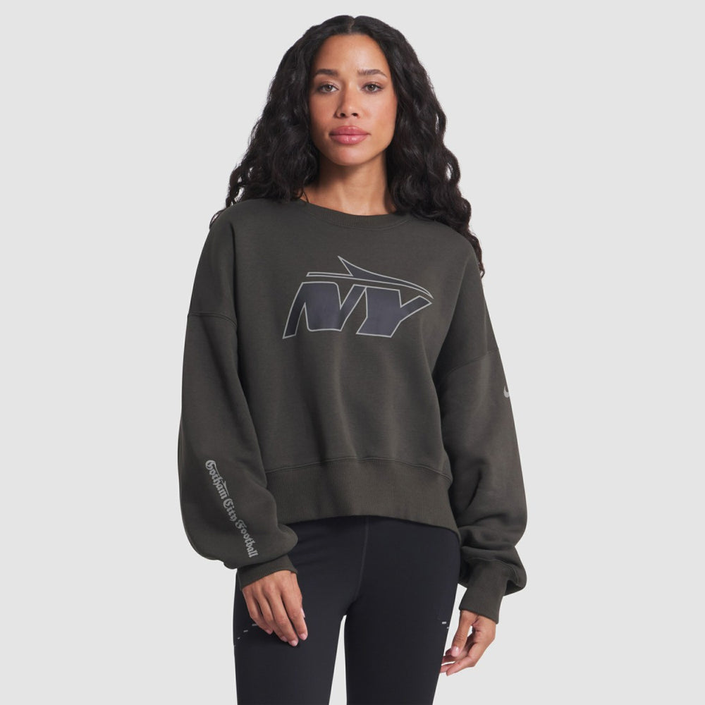 Nike New York Jets Women's 2025 Rivalries Collection Oversized Phoenix Fleece Sweatshirt Gotham Green