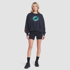 Nike Miami Dolphins Women's 2025 Rivalries Collection Oversized Phoenix Fleece Sweatshirt Pitch Blue