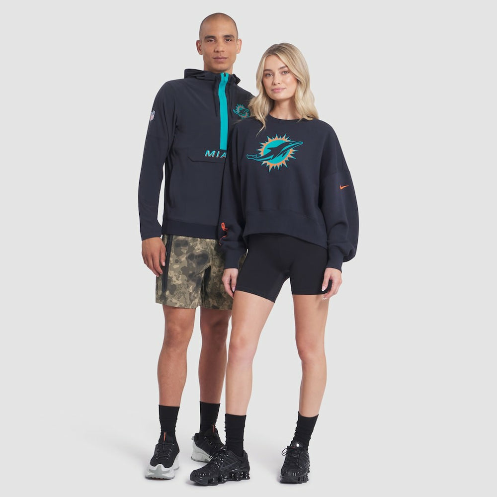 Nike Miami Dolphins Women's 2025 Rivalries Collection Oversized Phoenix Fleece Sweatshirt Pitch Blue
