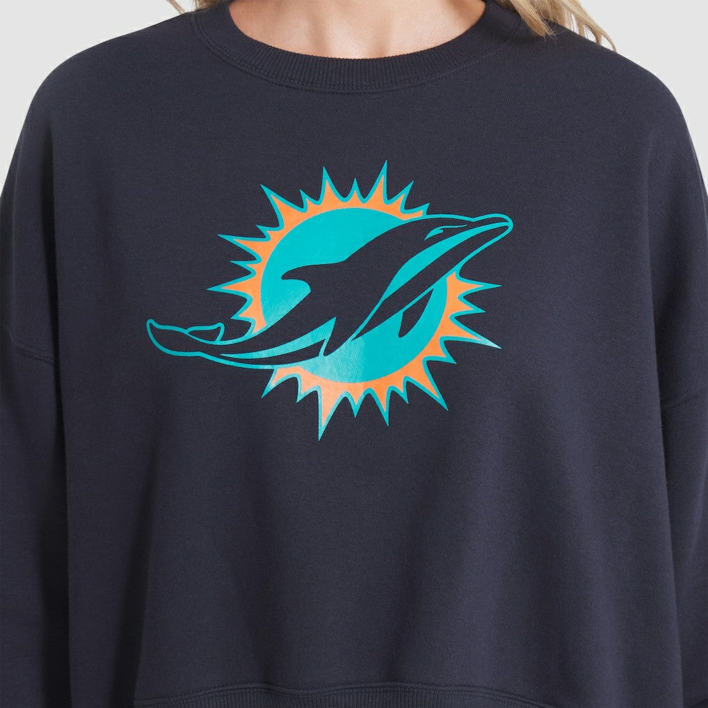 Nike Miami Dolphins Women's 2025 Rivalries Collection Oversized Phoenix Fleece Sweatshirt Pitch Blue