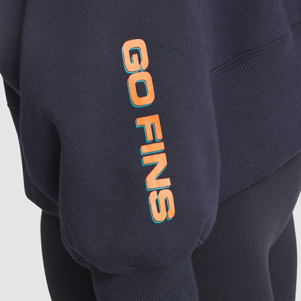 Nike Miami Dolphins Women's 2025 Rivalries Collection Oversized Phoenix Fleece Sweatshirt Pitch Blue