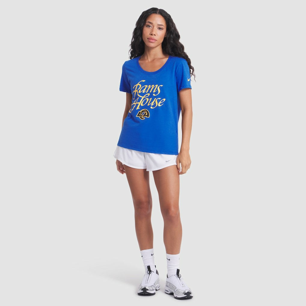 Nike Los Angeles Rams Women's 2025 Rivalries Collection Slub Dri-FIT T-Shirt Royal