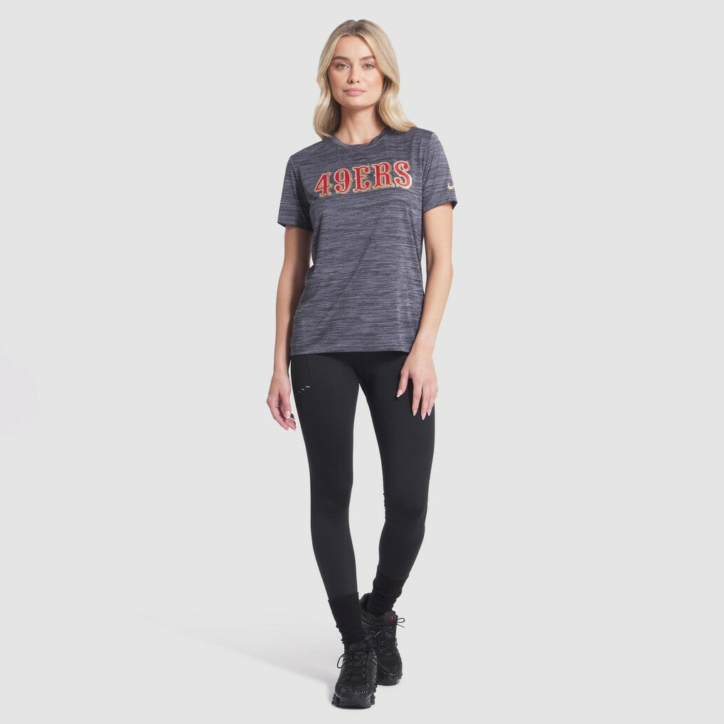 Nike San Francisco 49ers Women's 2025 Rivalries Collection Sideline Velocity Dri-FIT T-Shirt Heather Charcoal