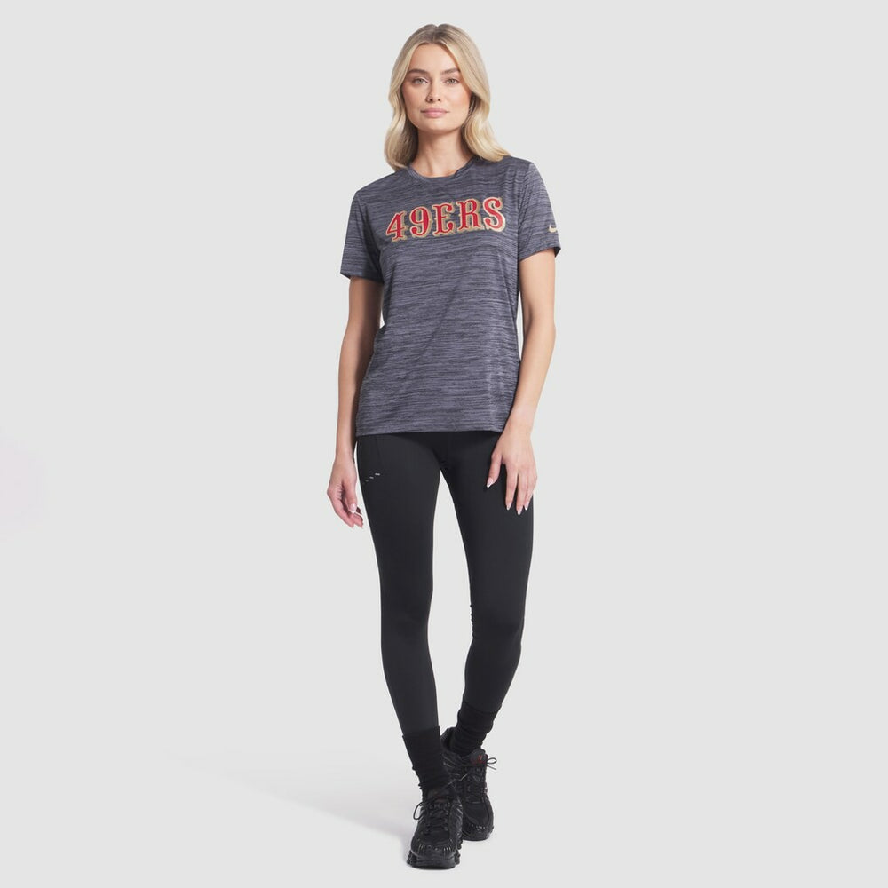Nike San Francisco 49ers Women's 2025 Rivalries Collection Sideline Velocity Dri-FIT T-Shirt Heather Charcoal