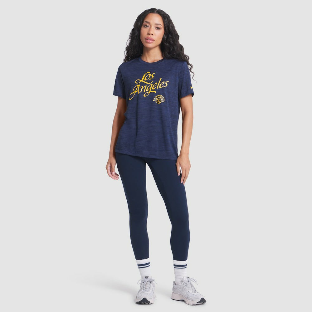 Nike Los Angeles Rams Women's 2025 Rivalries Collection Sideline Velocity Dri-FIT T-Shirt Midnight Blue