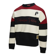 Philadelphia Phillies Mitchell & Ness Women's Cooperstown Collection Blocked Fleece Pullover Sweatshirt- Burgundy/Black - Mitchell & Ness Discount