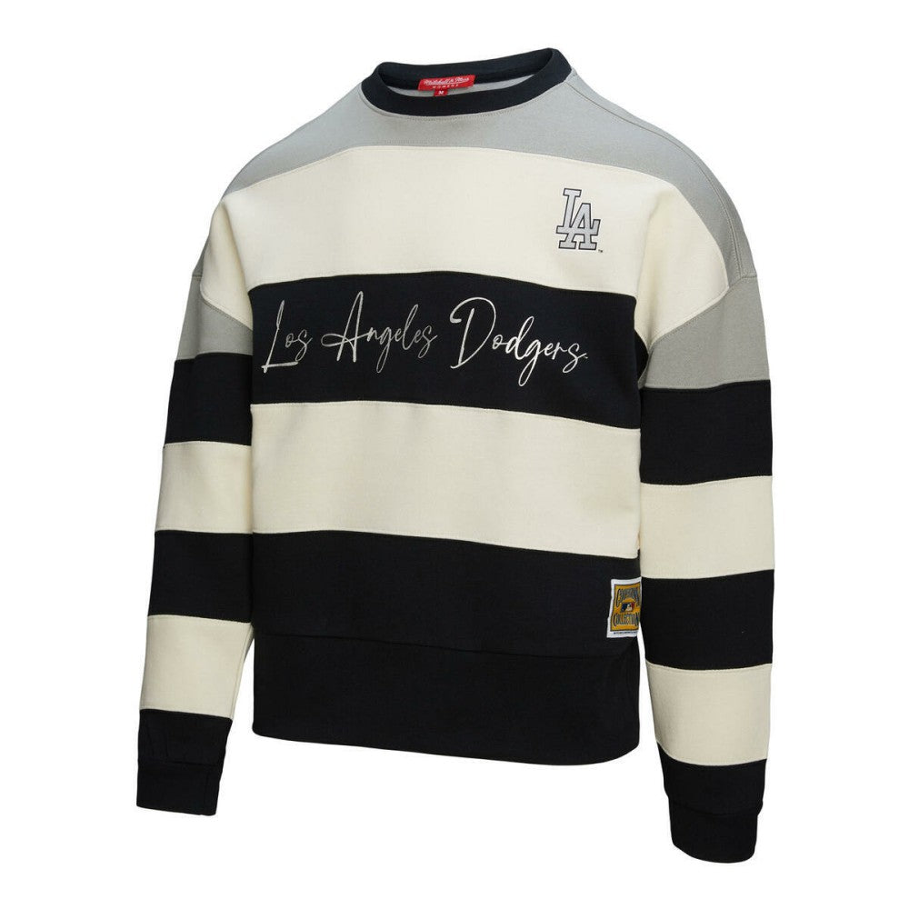 Los Angeles Dodgers Mitchell & Ness Women's Cooperstown Collection Blocked Fleece Pullover Sweatshirt- Gray/Black - Mitchell & Ness Sale