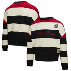 Atlanta Braves Mitchell & Ness Women's Cooperstown Collection Blocked Fleece Pullover Sweatshirt- Red/Black - Mitchell & Ness Discount