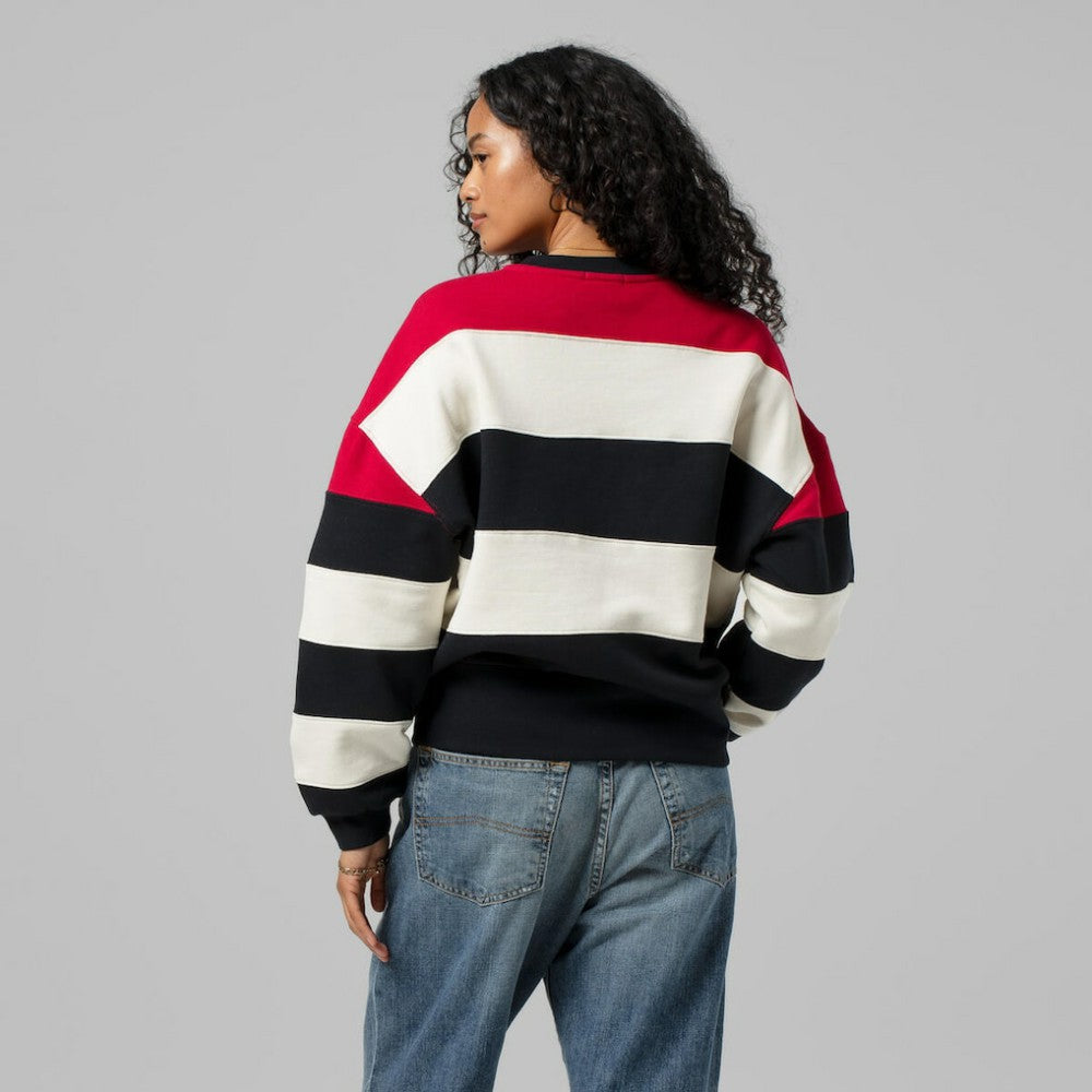 Atlanta Braves Mitchell & Ness Women's Cooperstown Collection Blocked Fleece Pullover Sweatshirt- Red/Black - Mitchell & Ness Discount