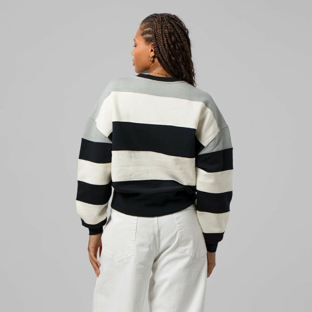 Milwaukee Brewers Mitchell & Ness Women's Cooperstown Collection Blocked Fleece Pullover Sweatshirt- Gray/Black - Mitchell & Ness Lifestyle
