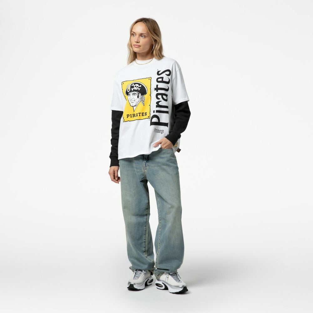 Pittsburgh Pirates Mitchell & Ness Women's Cooperstown Collection Boyfriend T-Shirt - White - Mitchell & Ness Lifestyle