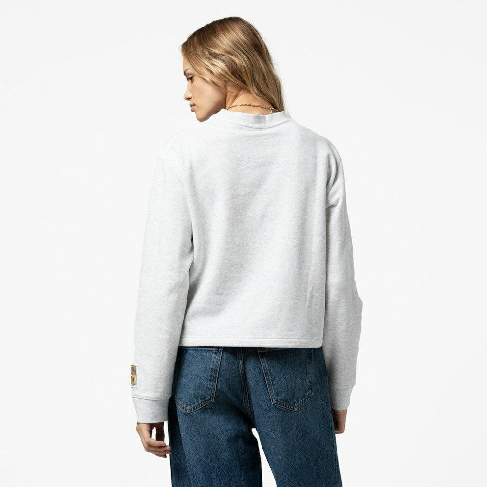 Philadelphia Phillies Mitchell & Ness Women's Cropped Toggle Pullover Sweatshirt - Heather Gray - Mitchell & Ness Lifestyle