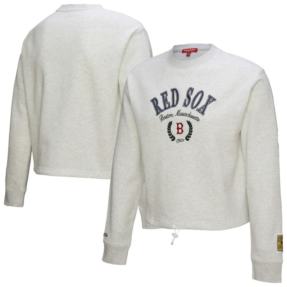 Boston Red Sox Mitchell & Ness Women's Cropped Toggle Pullover Sweatshirt - Heather Gray - Mitchell & Ness Online