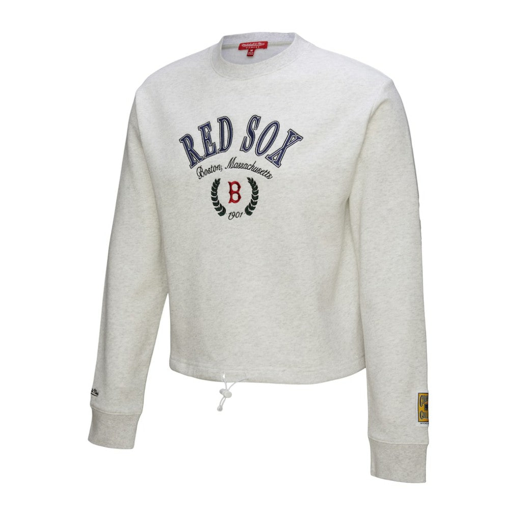 Boston Red Sox Mitchell & Ness Women's Cropped Toggle Pullover Sweatshirt - Heather Gray - Mitchell & Ness Online