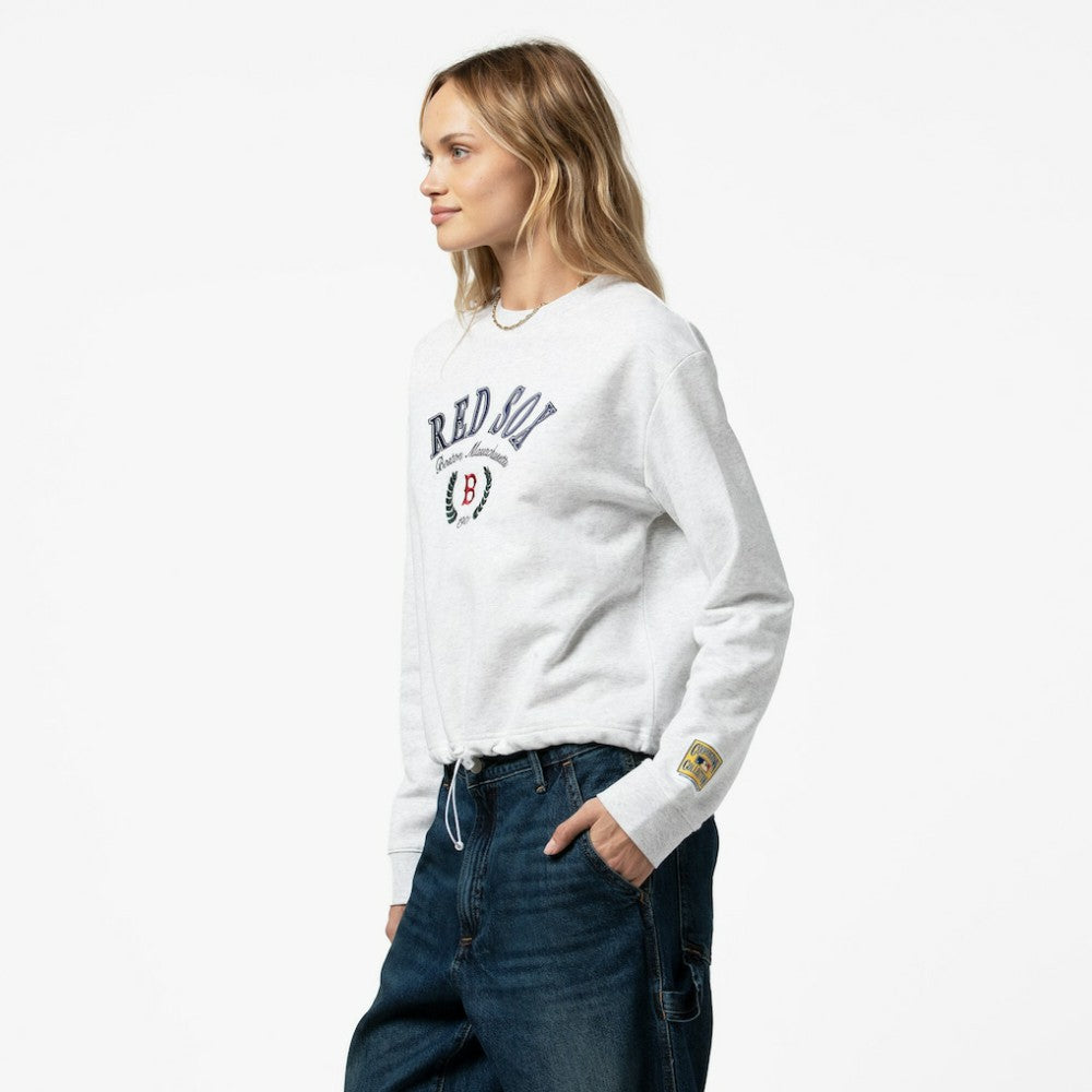 Boston Red Sox Mitchell & Ness Women's Cropped Toggle Pullover Sweatshirt - Heather Gray - Mitchell & Ness Online