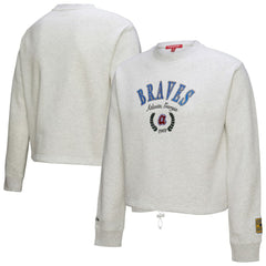 Atlanta Braves Mitchell & Ness Women's Cropped Toggle Pullover Sweatshirt - Heather Gray - Mitchell & Ness Online