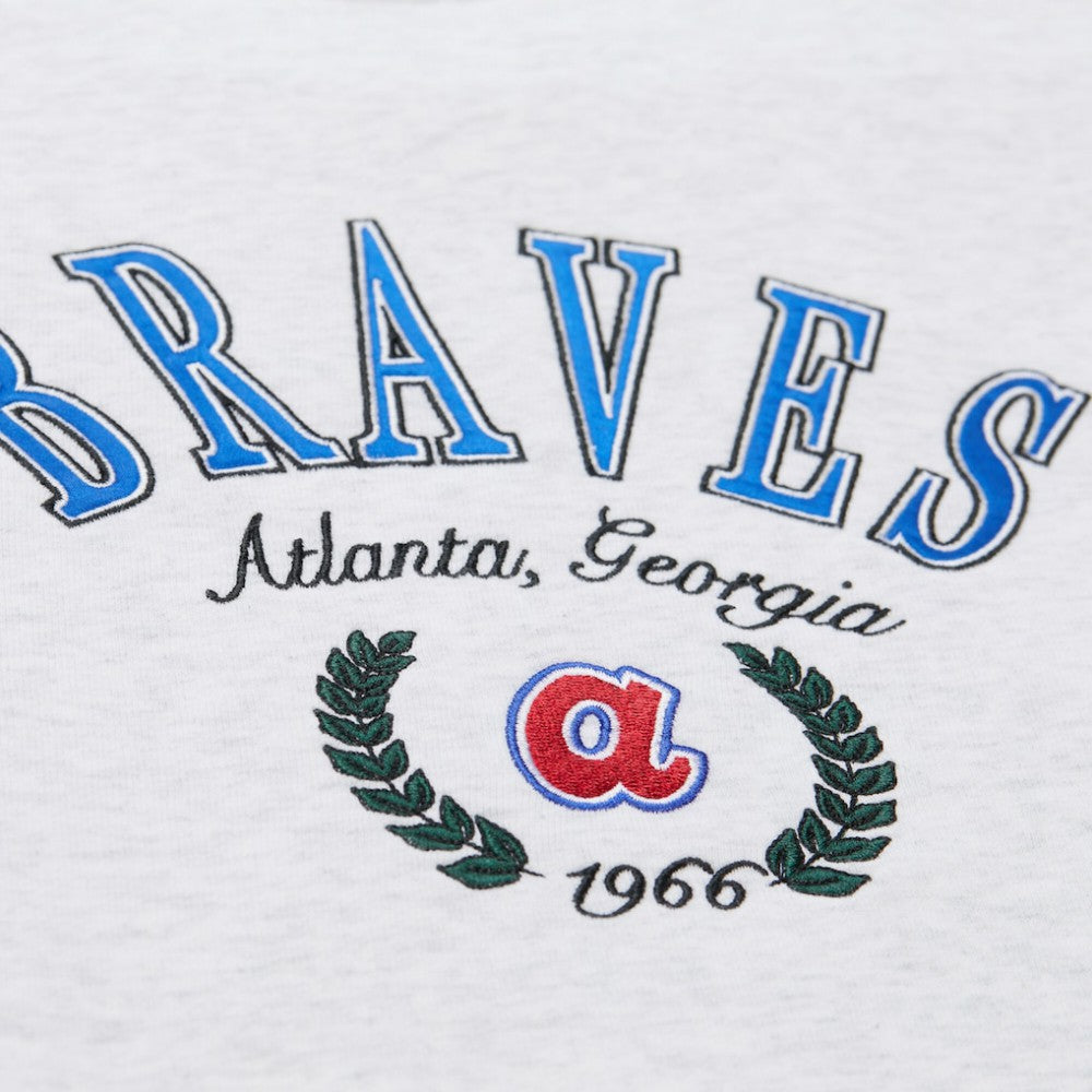 Atlanta Braves Mitchell & Ness Women's Cropped Toggle Pullover Sweatshirt - Heather Gray - Mitchell & Ness Online