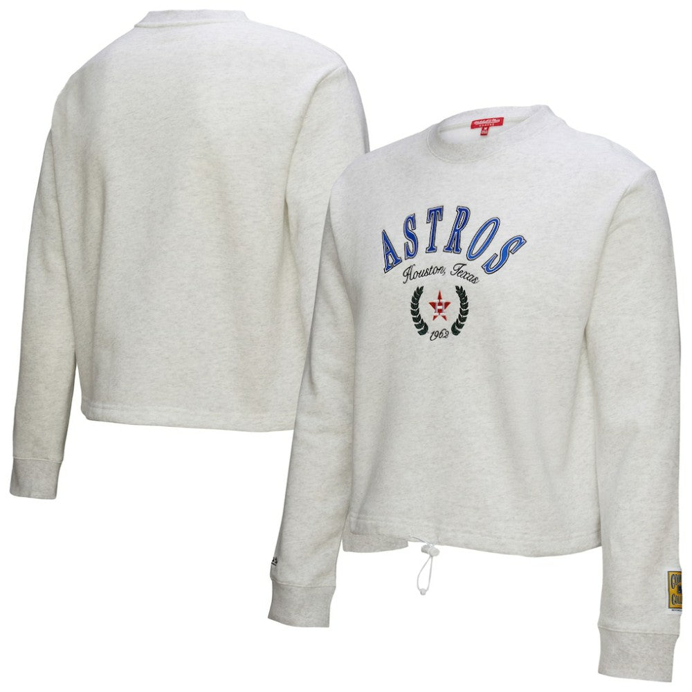 Houston Astros Mitchell & Ness Women's Cropped Toggle Pullover Sweatshirt - Heather Gray - Mitchell & Ness Online