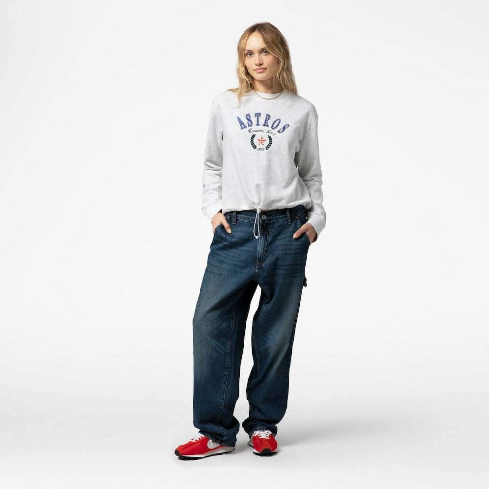 Houston Astros Mitchell & Ness Women's Cropped Toggle Pullover Sweatshirt - Heather Gray - Mitchell & Ness Online