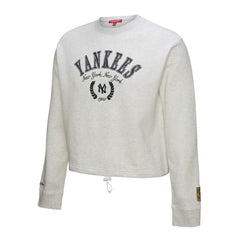 New York Yankees Mitchell & Ness Women's Cropped Toggle Pullover Sweatshirt - Heather Gray - Mitchell & Ness Discount