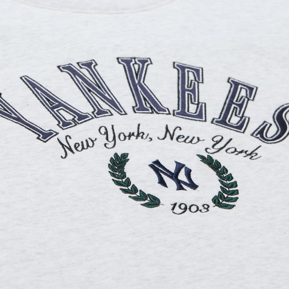New York Yankees Mitchell & Ness Women's Cropped Toggle Pullover Sweatshirt - Heather Gray - Mitchell & Ness Discount