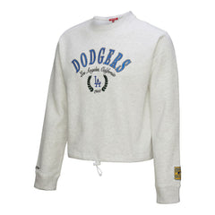 Los Angeles Dodgers Mitchell & Ness Women's Cropped Toggle Pullover Sweatshirt - Heather Gray - Mitchell & Ness Lifestyle