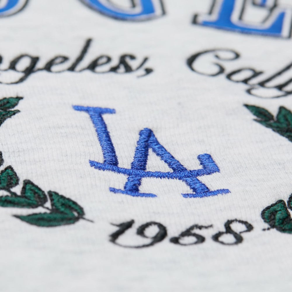 Los Angeles Dodgers Mitchell & Ness Women's Cropped Toggle Pullover Sweatshirt - Heather Gray - Mitchell & Ness Lifestyle