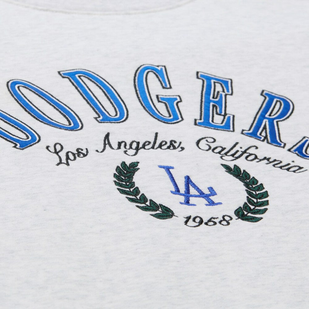 Los Angeles Dodgers Mitchell & Ness Women's Cropped Toggle Pullover Sweatshirt - Heather Gray - Mitchell & Ness Lifestyle