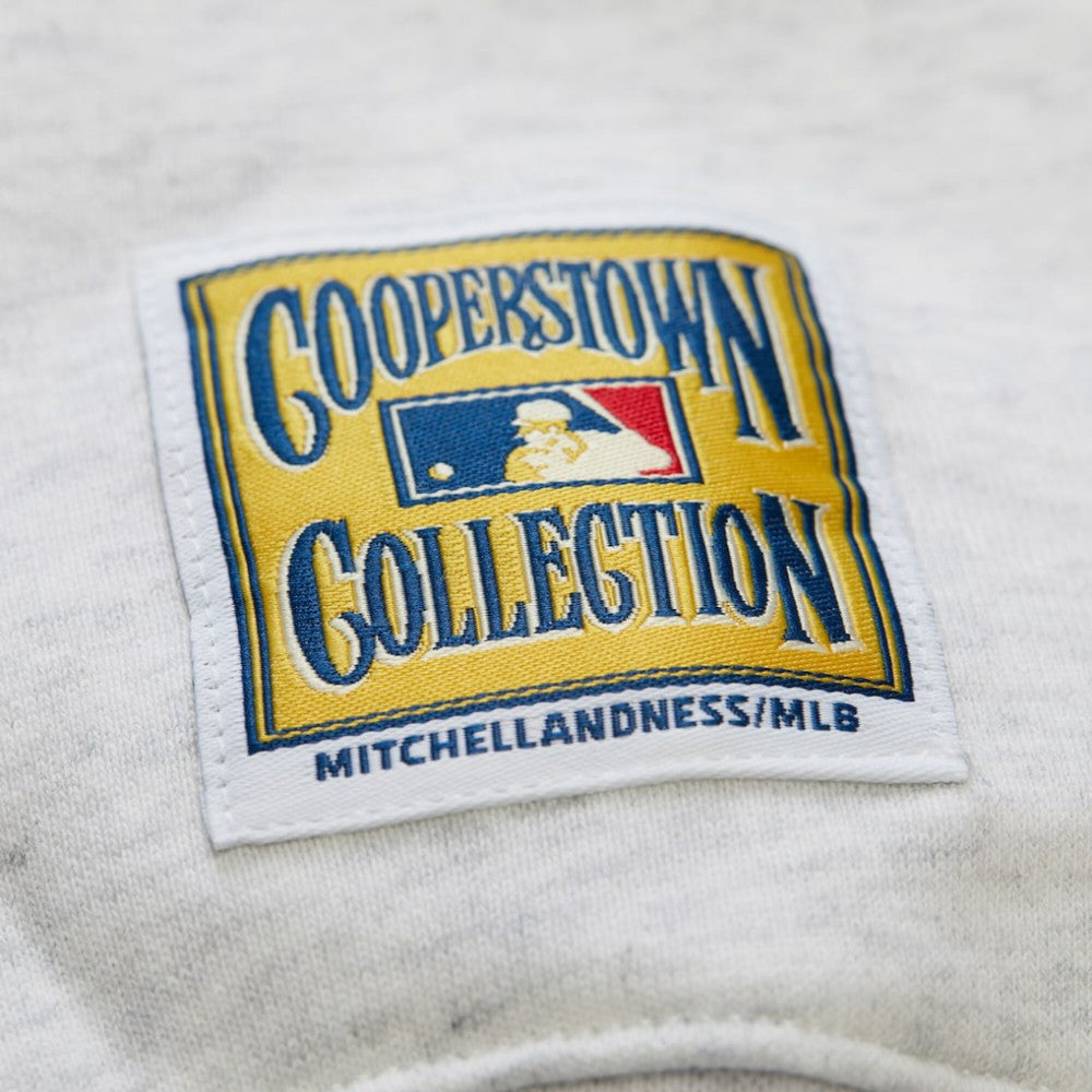 Los Angeles Dodgers Mitchell & Ness Women's Cropped Toggle Pullover Sweatshirt - Heather Gray - Mitchell & Ness Lifestyle