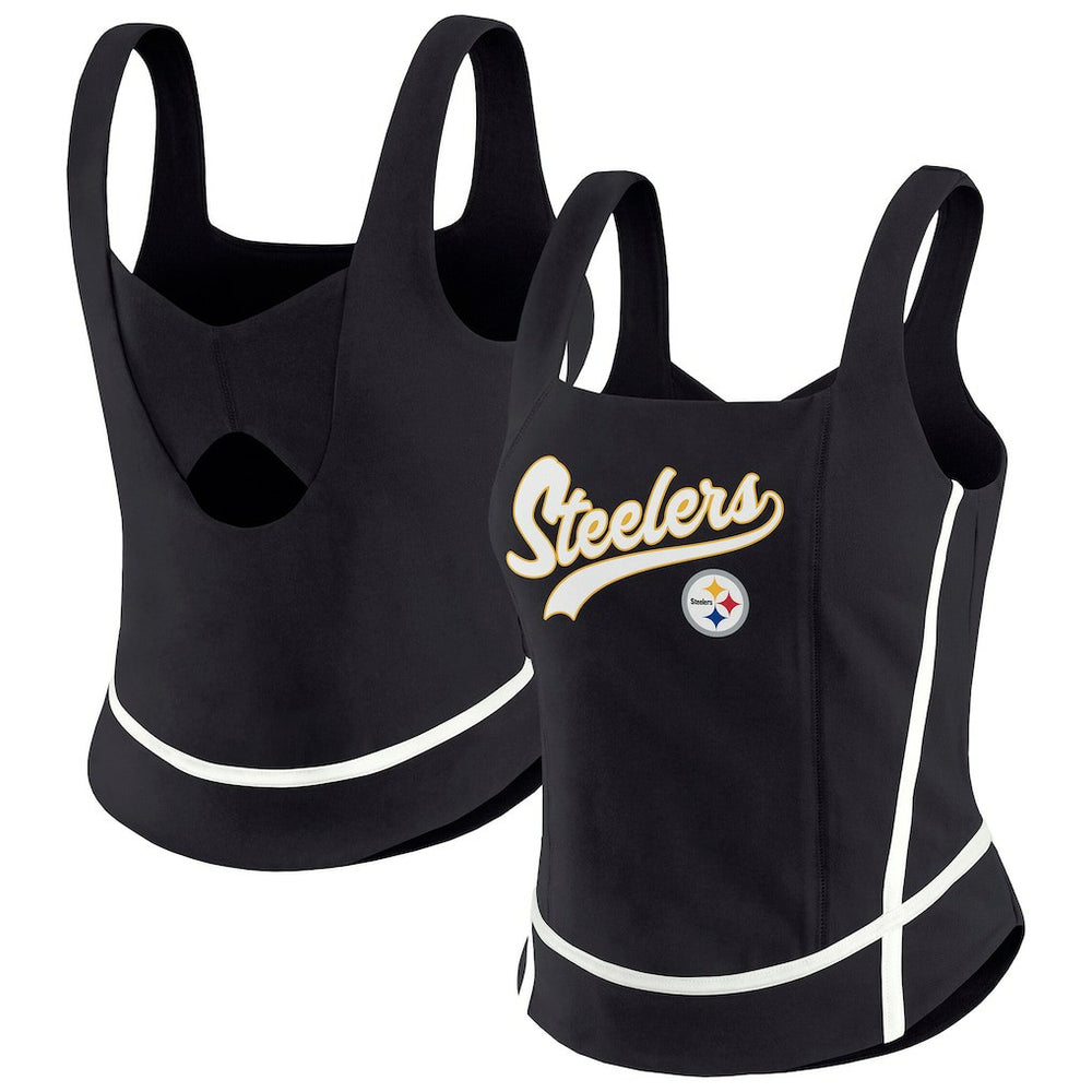 Pittsburgh Steelers WEAR by Erin Andrews Women's Square Neck Tank Top Black