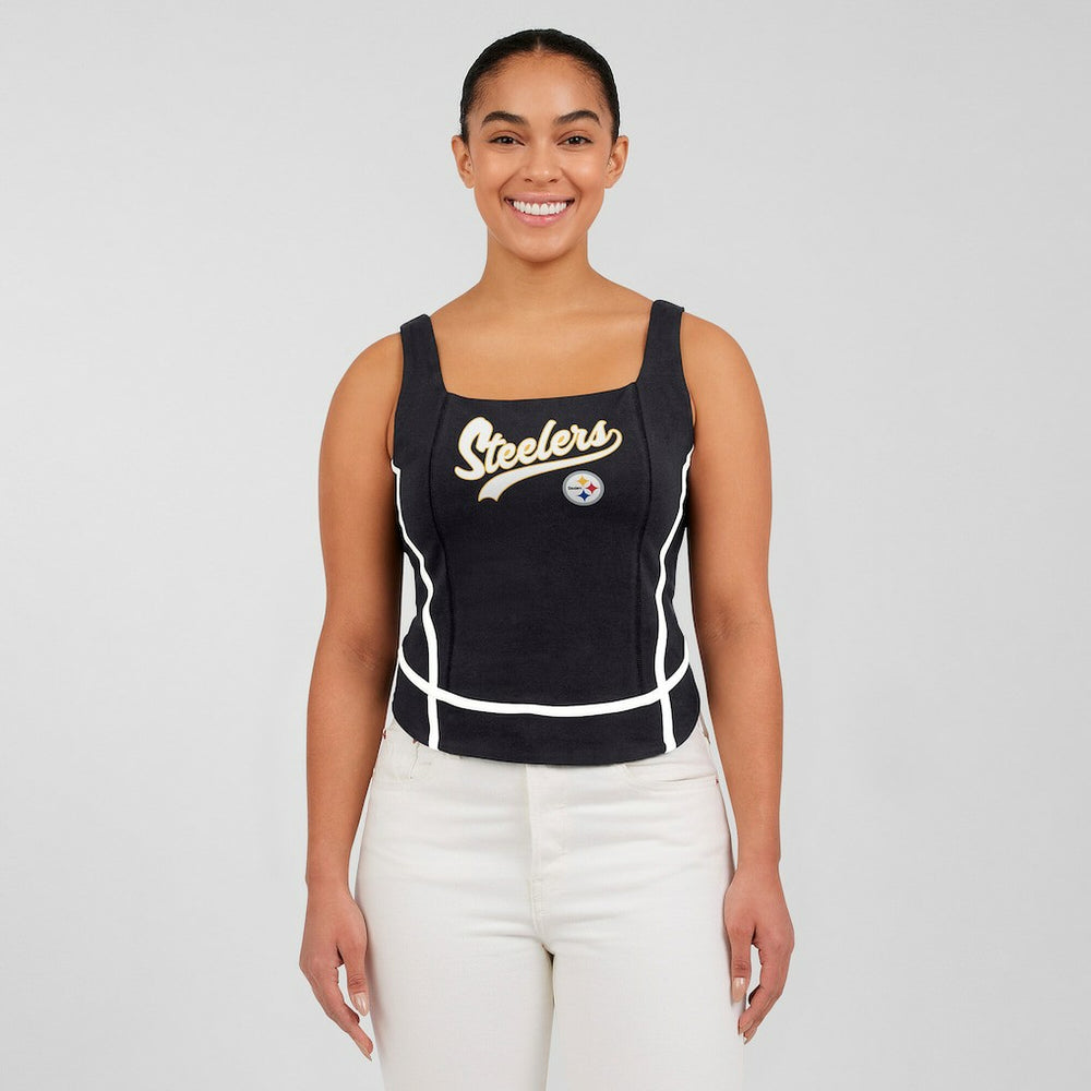 Pittsburgh Steelers WEAR by Erin Andrews Women's Square Neck Tank Top Black