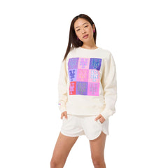 New York Mets Terez Women's Technicolor  Oversized Pullover Sweatshirt - Cream - MLB Online