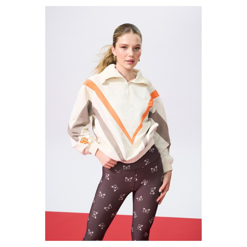 San Francisco Giants Terez Women's Ripstop Chevron Quarter-Zip Pullover - Cream - MLB on Sale