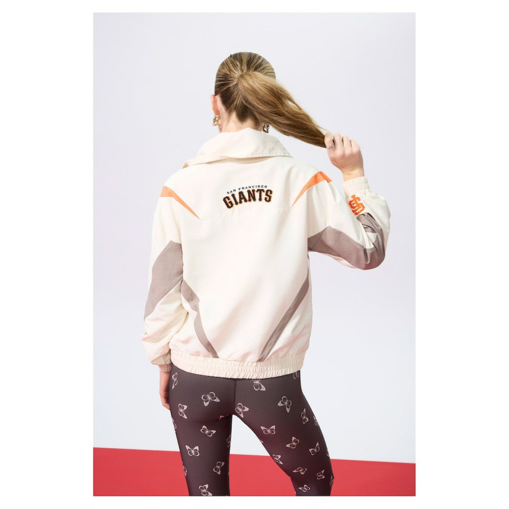 San Francisco Giants Terez Women's Ripstop Chevron Quarter-Zip Pullover - Cream - MLB on Sale