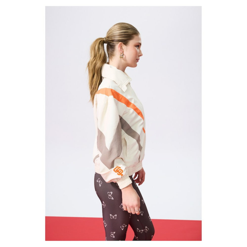 San Francisco Giants Terez Women's Ripstop Chevron Quarter-Zip Pullover - Cream - MLB on Sale